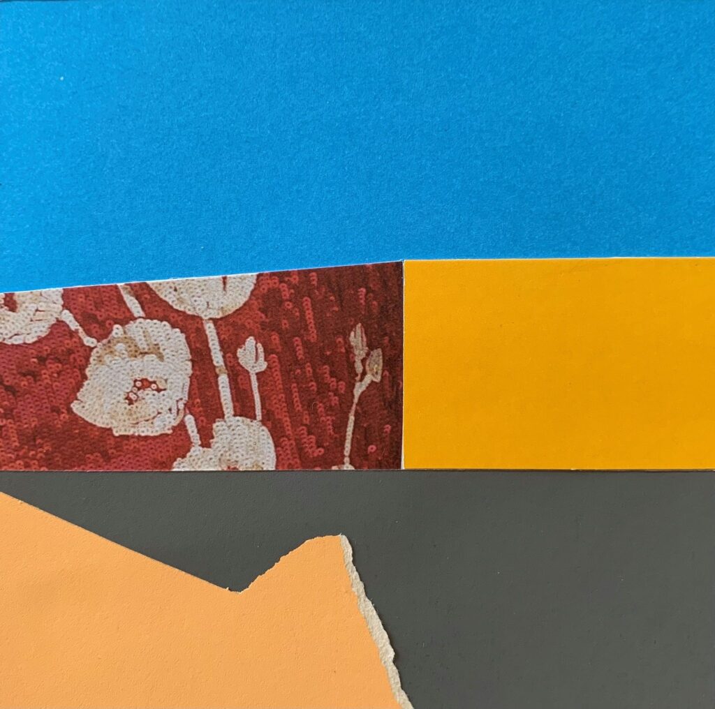 Tibbie Dunbar, Collage Untitled (light blue, ochre, flowers), Craft in America