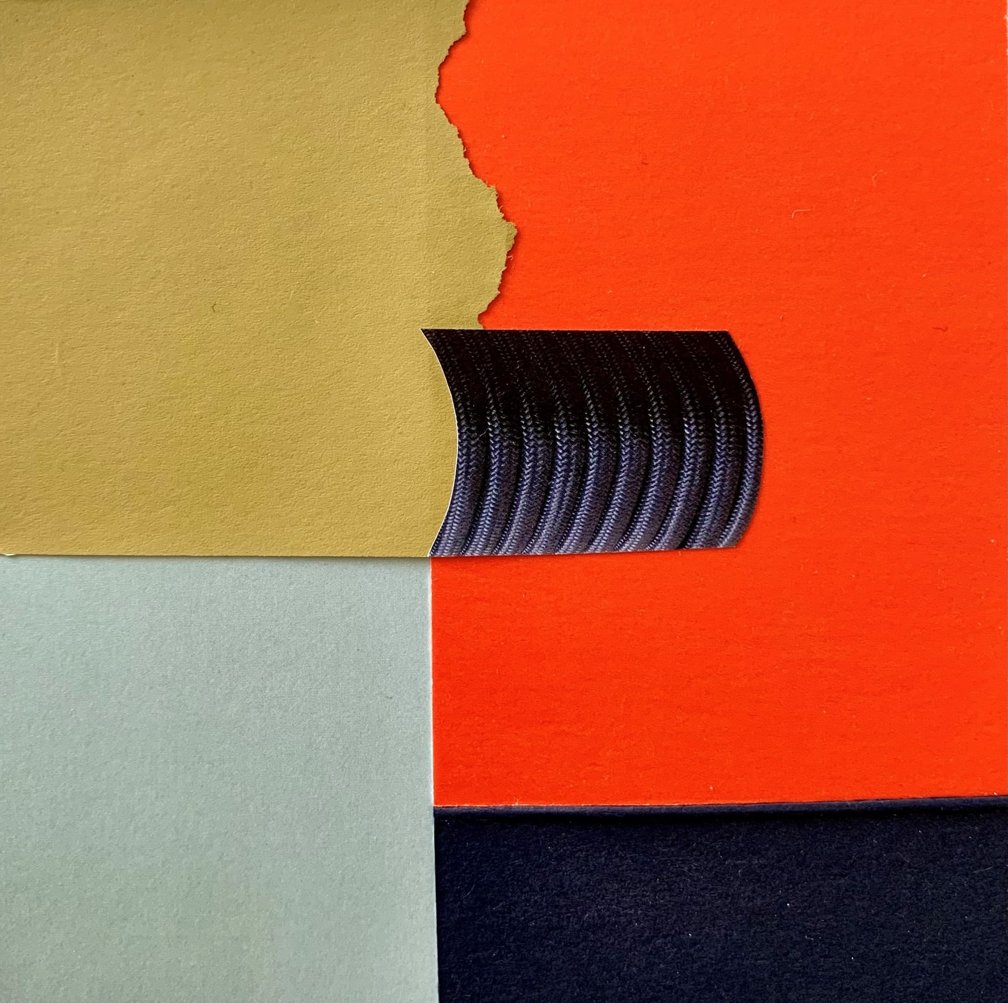 Tibbie Dunbar, Collage Untitled (orange red, blue stripes, grey), Craft in America